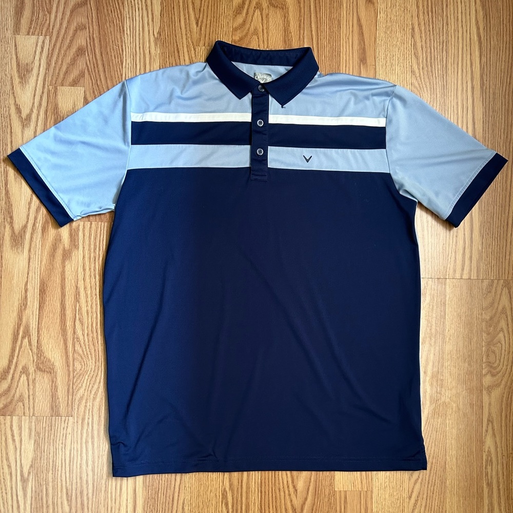 Callaway Opti Dri Golf Shirt Size Large Navy Blue / Baby Blue